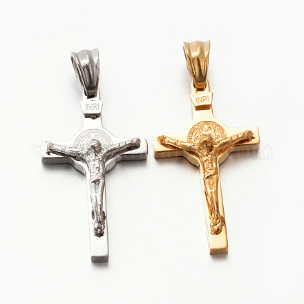 Thème de Pâques chaud unisexe 201 pendentifs croix crucifix en acier inoxydable STAS-F010-24-1