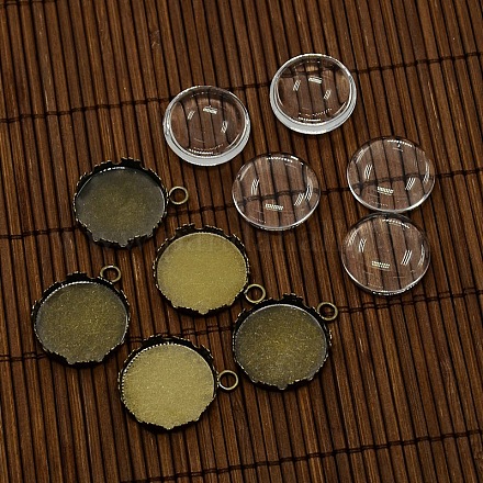 20 cabochon bases mm cubierta para el cabujón de cristal abovedado y pendientes de cobre amarillo en blanco para el retrato de diy colgante toma DIY-X0129-AB-NF-1