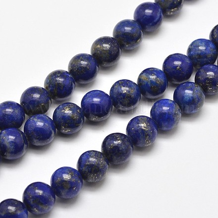 Lapis lazuli naturales hebras de perlas redondas X-G-E262-01-8mm-1