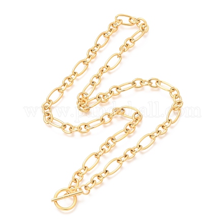 Unisex Vacuum Plating 304 Stainless Steel Figaro Chain Necklaces NJEW-H215-03G-1
