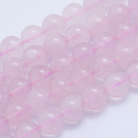 Brins naturels de perles de quartz rose du Brésil G-L478-35-8mm-1