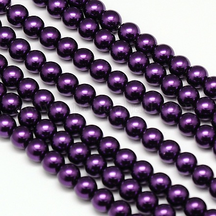 Hebras redondas de perlas de vidrio teñido ecológico X-HY-A002-6mm-RB099-1