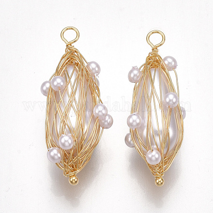 Colgantes de perlas de imitación de plástico abs X-KK-T038-443G-1