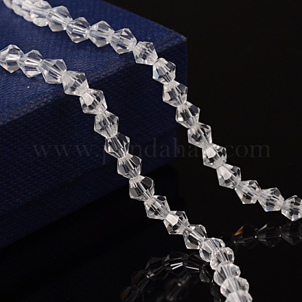 Chapelets de perles en verre transparent manuelles GB4mmC01-1
