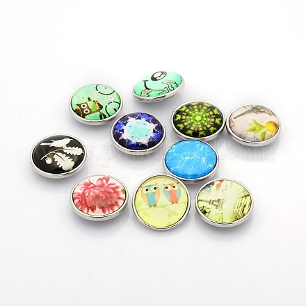 Styles mélangés boutons-pression en laiton de bijoux en verre SNAP-O017-A-M2-NR-1