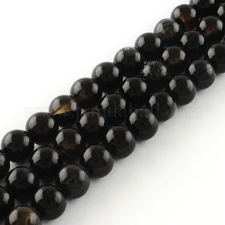 Natural Black Onyx Round Bead Strands X-G-R198-14mm-1