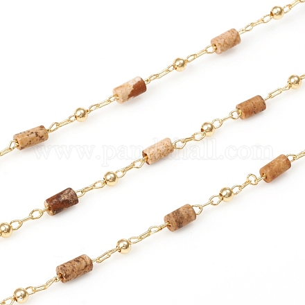Chaînes de perles de jaspe naturelles faites à la main de 3.28 pied X-CHC-E021-01B-1