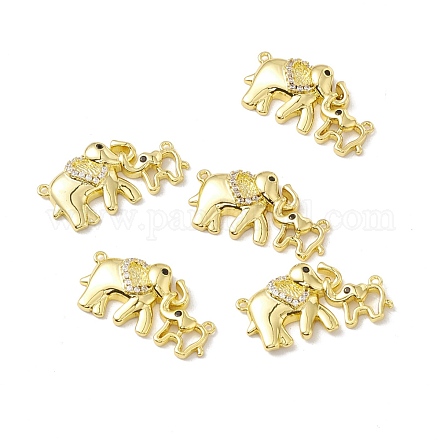 Brass Micro Pave Clear & Black Cubic Zirconia Connector Charms KK-G421-01LG-1