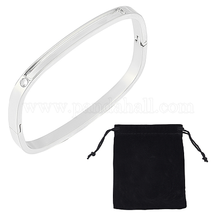 Unicraftale 1pc bracelet à charnière rectangle en zircone cubique transparente BJEW-UN0001-37P-1