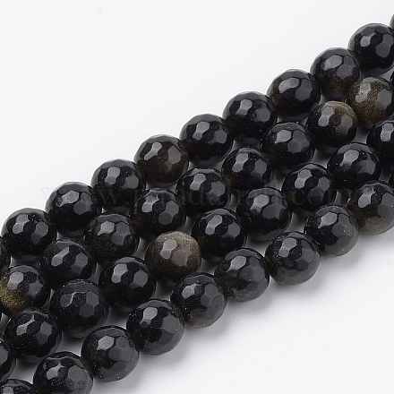 Natürliche goldenen Glanz Obsidian Perlen Stränge G-Q462-104-4mm-1