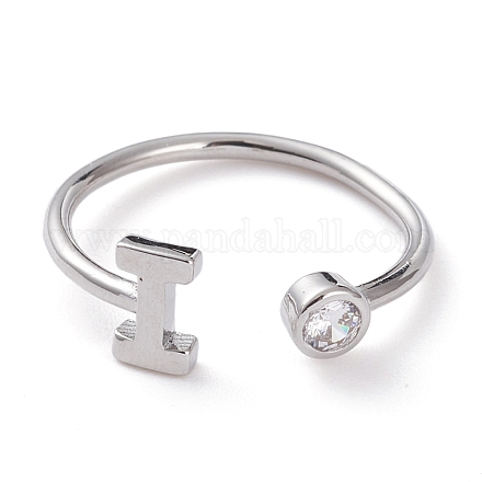 Латунные кольца из манжеты с прозрачным цирконием RJEW-J074-01P-I-1