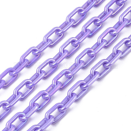 アクリル不透明アズキチェーン  ABカラー  オーバル  紫色のメディア  13x8x2mm  19.68インチ（50cm）/連 X-PACR-N009-002E-1