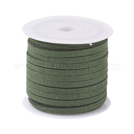 3x1.5mm Olive Flat Faux Suede Cord X-LW-R003-14-1