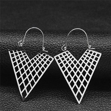 304 Stainless Steel Hollow Triangle Hoop Earring EJEW-Q789-07P-1