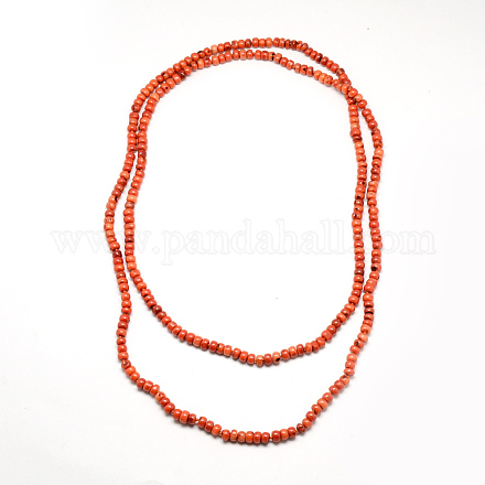 Colliers de milti-brins avec perles en corail naturel teint NJEW-T003-29-1