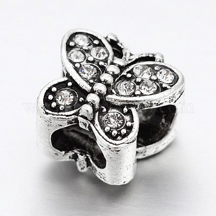 Large Hole Butterfly Alloy Rhinestone Beads MPDL-L011-01-1
