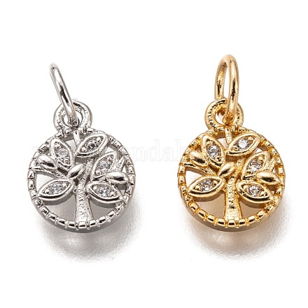 Brass Micro Pave Clear Cubic Zirconia Charms ZIRC-B002-66-1