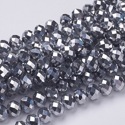 Electroplate Glass Beads Strands X-GR7X10MMY-S-1