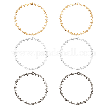 Unicraftale 6 pièces 3 couleurs 304 bracelets à maillons dauphin en acier inoxydable pour femme BJEW-UN0001-23-1