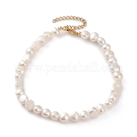 Natural Cultured Freshwater Pearl Beaded Anklets AJEW-AN00386-02-1