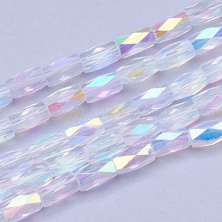 Electroplate transparentes abalorios de vidrio hebras EGLA-E046-C01-1
