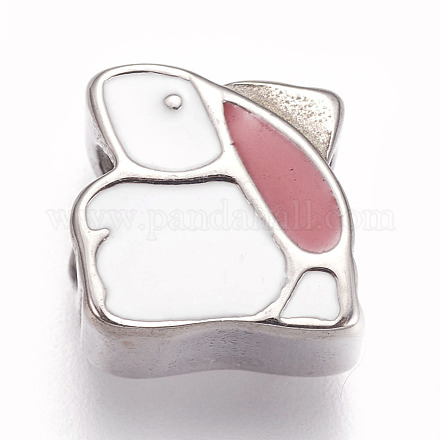 304 Stainless Steel Bunny European Beads STAS-O101-03P-04-1
