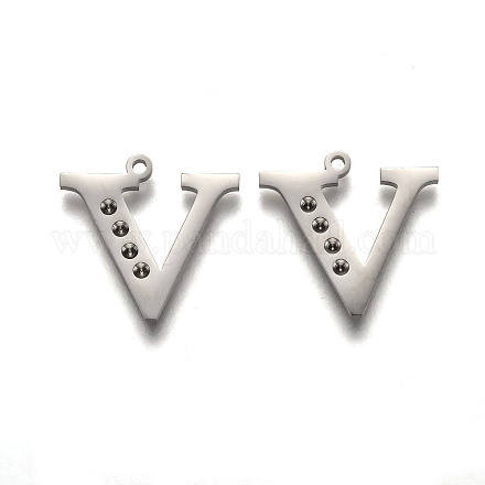 304 pendentif lettre en acier inoxydable sertis strass STAS-Y006-61P-V-1