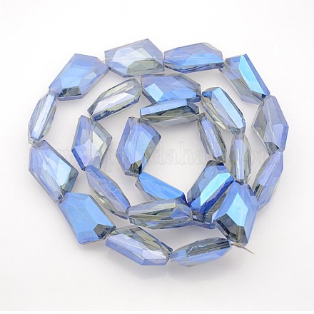 Faceted Polygon Electroplate Rainbow Plated Glass Beads Strands EGLA-P007-F08-1