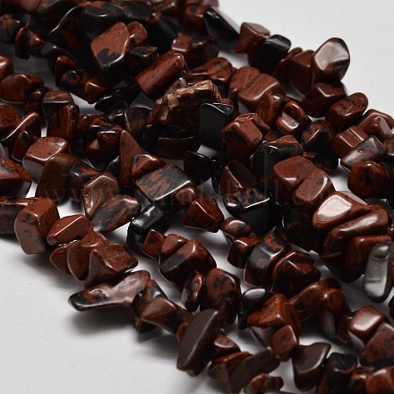 Puce acajou naturel perles d'obsidienne brins G-N0134-25-1