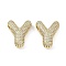 Brass Micro Pave Clear Cubic Zirconia Pendants, Letter Y, 22x24x8.5mm, hole: 4x2.5mm and 4x2mm