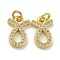 Rack Plating Brass Micro Pave Cubic Zirconia Pendants, Long-Lasting Plated, Lead Free & Cadmium Free, Constellations, Taurus, 11x7.8x2mm, Hole: 2.5mm.