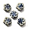 Handmade Porcelain Beads, Flower, Dark Blue, 14.5x15x6.5mm, Hole: 2mm