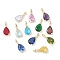 Brass Charms, Teardrop, with Micro Pave Cubic Zirconia and Crystal Zirconium, Cadmium Free & Lead Free, Golden, 14x6x5mm, Hole: 2.5x4mm