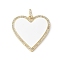 Brass Micro Pave Cubic Zirconia Pendants, with Enamel, Heart, Rack Plating, Long-Lasting Plated, Lead Free & Cadmium Free, with Jump Ring, White, 30.5x30x2mm, Hole: 5x3mm