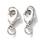 Rack Plating Brass Lobster Claw Clasps, with Jump Rings, Long-Lasting Plated, Lead Free & Cadmium Free, Platinum, 12x7x3mm, Hole: 3mm