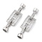 Brass with Clear Cubic Zirconia Fold Over Clasps, Rectangle, Platinum, 42mm