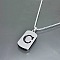Rectangle with Laser Cut Letter 201 Stainless Steel Initial Pendant Necklaces, Stainless Steel Color, Letter C, 23.62 inch(60cm)
