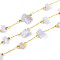 Brass Cable Chains, with Natural Blue Lace Agate, Soldered, with Spool, Long-Lasting Plated, Golden, 1~8x3~17x1~8mm, about 32.81 Feet(10m)/Roll
