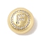 Rack Plating Brass & Cubic Zirconia Pendants, Cadmium Free & Lead Free, Long-Lasting Plated, Flat Round with Letter, Letter F, 13x7mm, Hole: 4x3mm