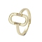 Brass Adjustable Rings, with  Cubic Zirconia, Oval, US Size 7 1/4(17.5mm)