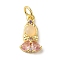 Brass Micro Pave Colorful Cubic Zirconia Glass Pendants, Real 18K Gold Plated, Girl, 15x8x3.5mm, Hole: 3.2mm
