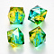 Transparent Spray Painted Crackle Acrylic Beads, Two Tone, Polygon, Gold, 7.5x8x8mm, Hole: 1.8mm, 100pcs/bag