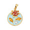 Brass Micro Pave Cubic Zirconia Pendants, with Plastic Imitation Pearls and Enamel, Flower Charms, Rack Plating, Lasting Plated, Cadmium Free & Lead Free, Light Sky Blue, 21.5x17x5mm, Hole: 4x2.5mm