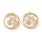 Real 18K Gold Plated Brass Micro Pave Clear Cubic Zirconia Pendants, with Shell, Long-Lasting Plated, Flat Round with Constellation, Libra, 21x18x3mm, Hole: 1.8mm