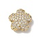 Rack Plating Brass Micro Pave Cubic Zirconia Beads, Long-Lasting Plated, Lead Free & Cadmium Free, Flower, Real 18K Gold Plated, 11.5x12x5mm, Hole: 0.5mm