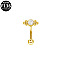G23 Titanium Alloy Pave Clear Cubic Zirconia Eyebrow Rings, Golden, Bowknot, 8mm