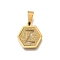 304 Stainless Steel Charms, Real 18K Gold Plated, Hexagon with Letter Charm, Letter Z, 15x14x1.5mm, Hole: 3x5.5mm