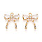 Brass Micro Pave Cubic Zirconia Pendants, Bowknot Charms, Clear, 15.5x14x3mm, Hole: 1.5mm