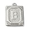 Anti-Tarnish 304 Stainless Steel Pendants, Rectangle with Letter Charm, Letter B, 24.5x18x3mm, Hole: 1.8mm