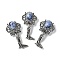 Angel Brass Natural Blue Spot Jasper Pendants, with Jump Ring, Antique Silver, 38x19.5x7.5~9.5mm, Hole: 2x6.5mm